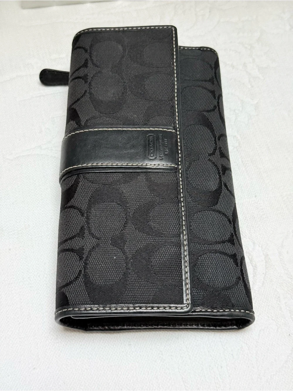 Coach Y2K Black Signature Fold-Over Continental Wallet